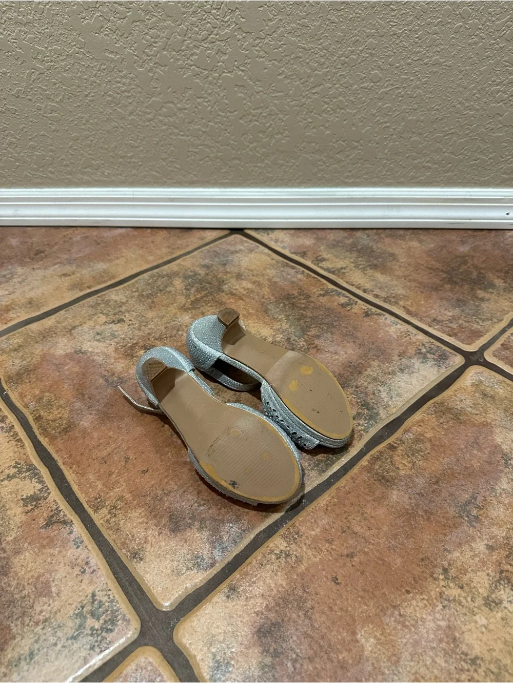 Girls Silver Glitter Dress Heels | Size 13